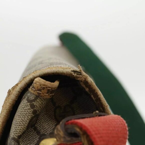 GUCCI GG Canvas Web Sherry Line Shoulder Bag Beige Red Green Auth - Picture 14 of 16